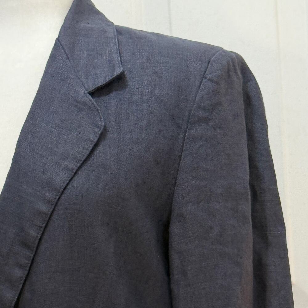 Talbots 100% linen navy blue blazer women’s size 8 made in USA - Picture 3 of 7
